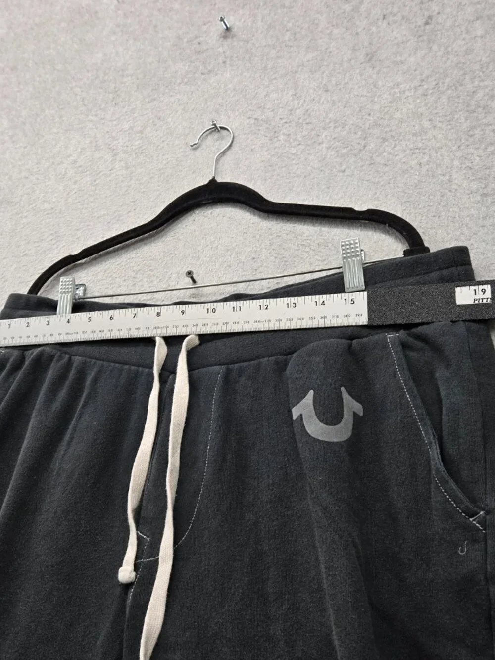 True Religion Men Activewear Pants XL Black Joggers Logo Drawstring 25
